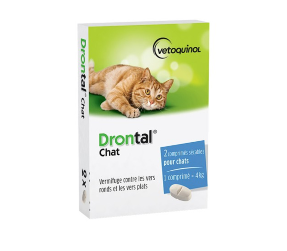 Drontal Chat Vetoquinol - boite de 2 comprimés sécables