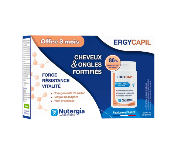 Ergycapil cheveux & ongles fortifiés Nutergia - 3 pots de 90 gélules - image 1