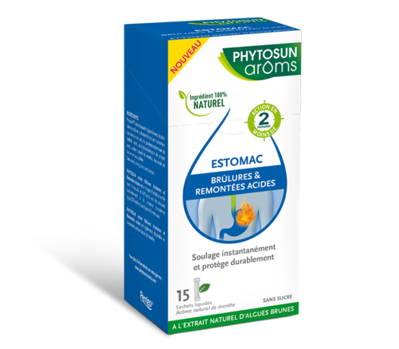 Estomac brûlures & remontées acides Phytosun Arôms - boîte de 15 sachets liquides