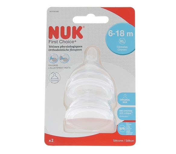 First Choice + Tétines physiologiques 6-18 mois NUK - 2 tétines - image 1
