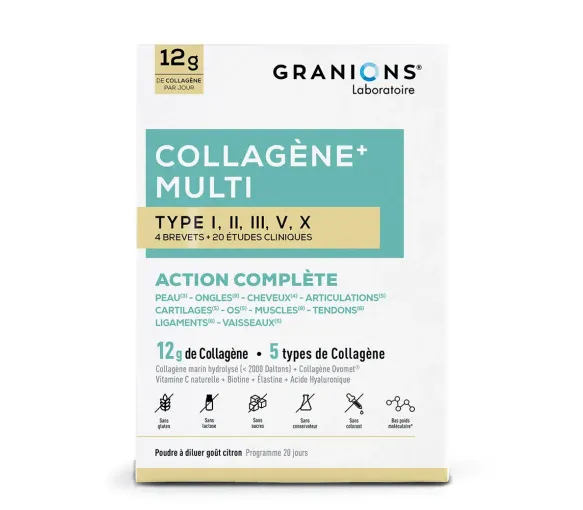 Collagène+ Multi type I-II-III-V-X Granions - pot de 260g