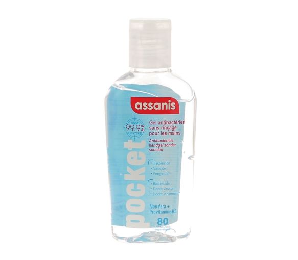 Gel antibactérien pocket sans rinçage pour les mains Assanis - tube de 80ml