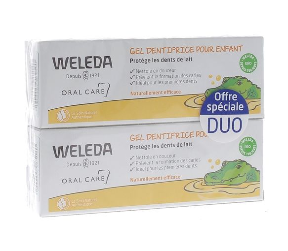 Gel dentifrice bio pour enfant Weleda - lot de 2 tubes de 50 ml - image 1