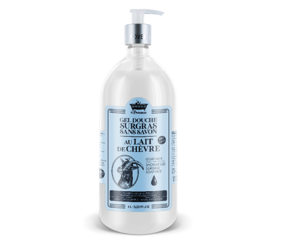 Gel douche surgras au lait de chèvre Les petits bains de Provence - flacon-pompe de 1L - image 1