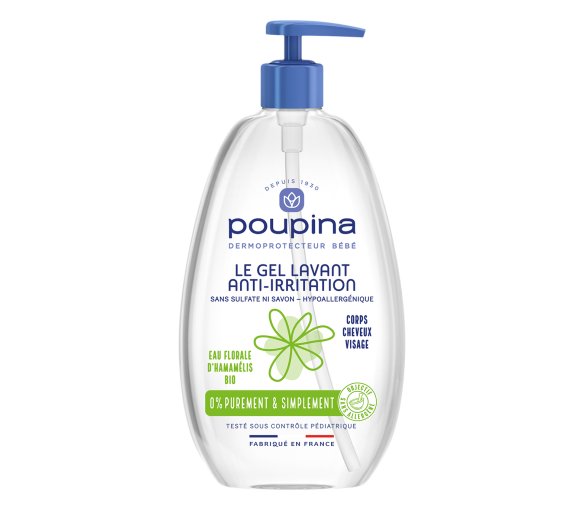 Gel lavant anti-irritation Poupina - flacon-pompe de 485ml