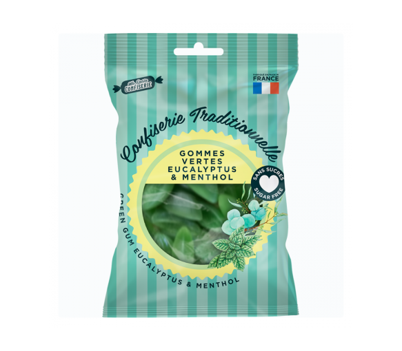 Gommes vertes eucalyptus menthol sans sucres Ma petite confiserie - sachet de 100g