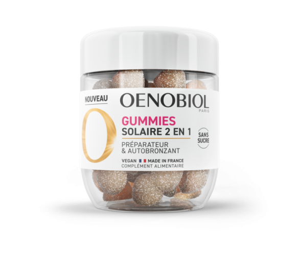 Gummies Solaire 2 en 1 préparateur & autobronzant Oenobiol - pot de 60 gummies - image 1