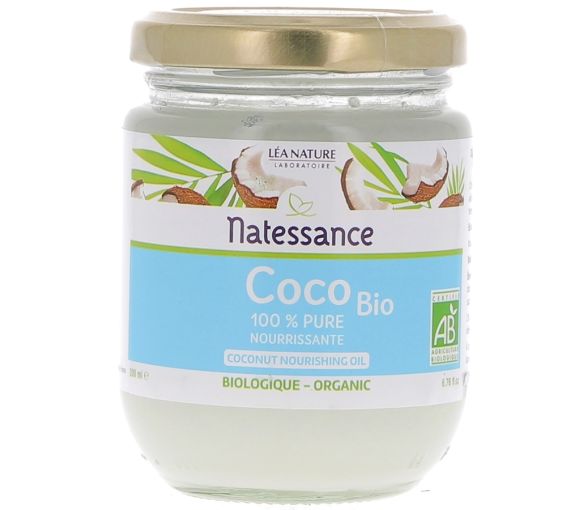 Huile de coco Bio 100% pure Natessance - pot de 200 ml