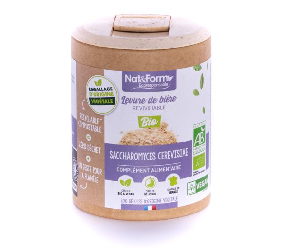 Levure de bière Bio Ecoresponsable Nat&Form - Boite de 200 gélules - image 1