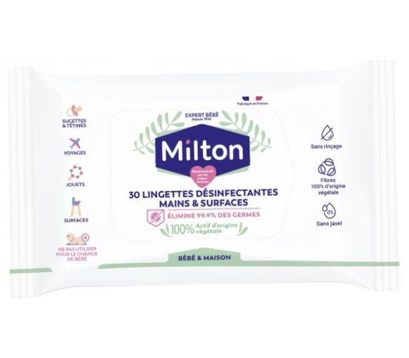 Lingettes désinfectantes de surfaces Milton - paquet de 30 lingettes