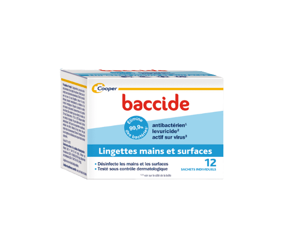Lingettes mains et surfaces Baccide - boîte de 12 sachets individuels