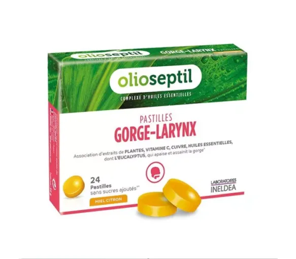 Olioseptil Pastilles gorge larynx miel citron - boîte de 24 pastilles