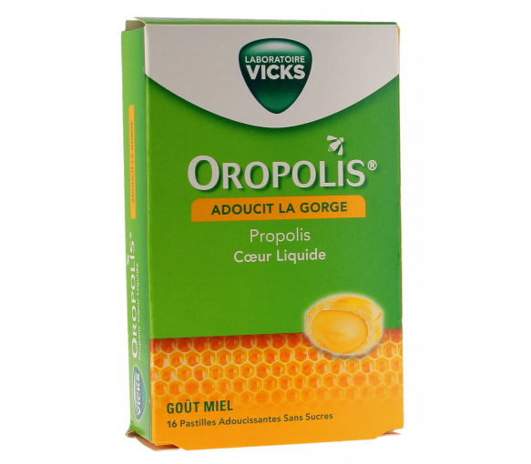 Oropolis coeur liquide goût miel sans sucres Vicks - boîte de 16 pastilles - image 1