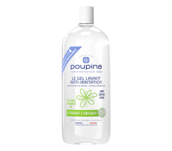 Recharge gel lavant anti-irritation Poupina - flacon de 1L