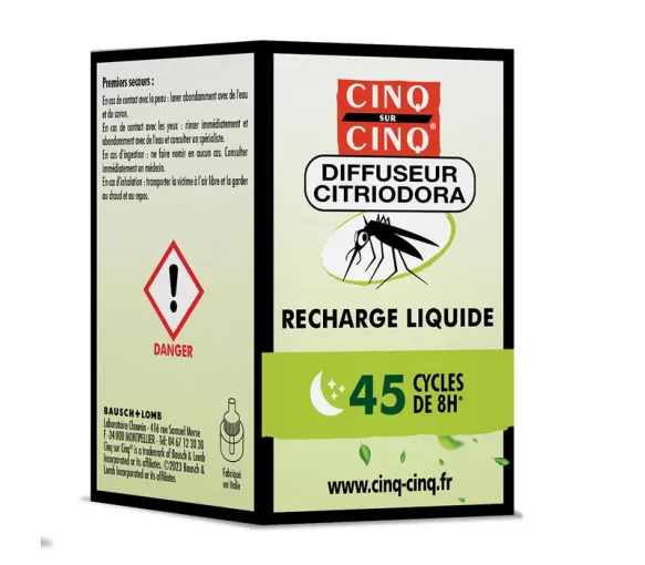 Recharge liquide diffuseur citriodora anti-moustiques Cinq sur Cinq - flacon de 25ml