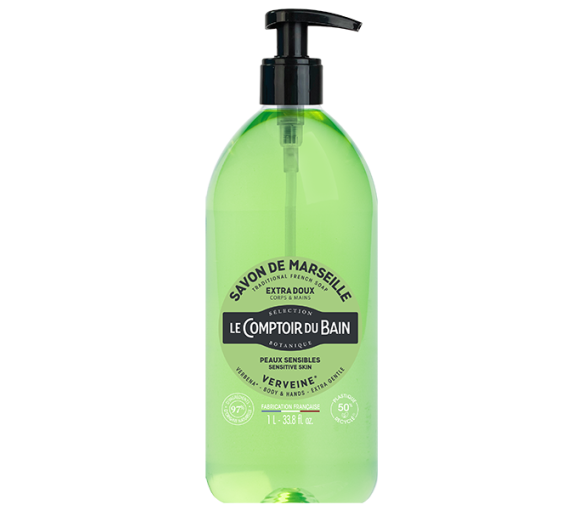 Savon de marseille liquide verveine Le comptoir du Bain - flacon-pompe de 1 L - image 1