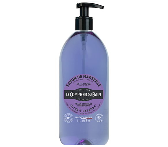 Savon de marseille liquide olive & lavande Le comptoir du Bain - flacon-pompe de 1 L - image 1