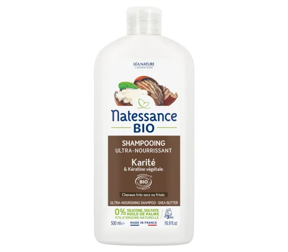 Shampoing ultra-nourrissant karité et kératine bio Natessance - flacon de 500ml - image 1