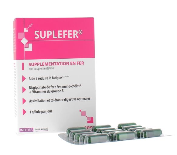 Suplefer supplémentation en fer Ineldea - boîte de 30 gélules