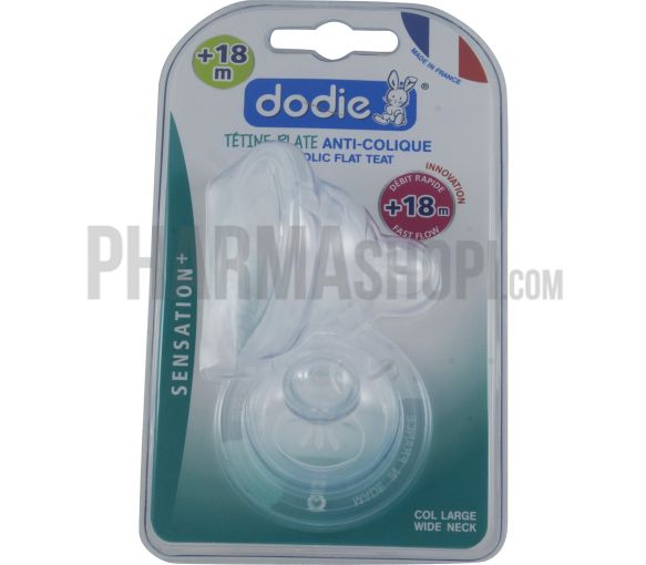 Tétine plate anti-colique débit rapide 18 mois+ Dodie - 2 tétines