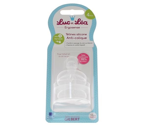 Tétines silicone anti-colique 4 mois + débit variable Luc et Léa - 2 tétines - image 1