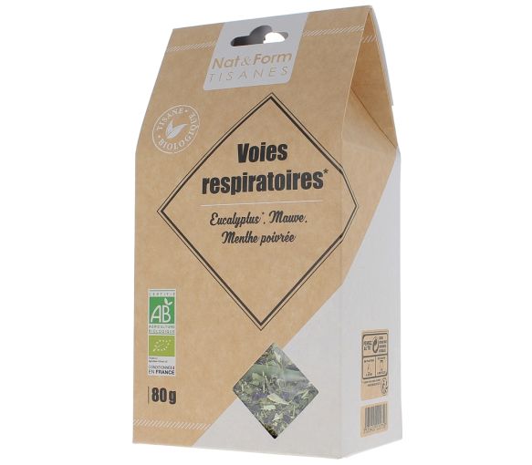 Tisane Voies Respiratoires eucalyptus, mauve et menthe poivrée Nat & Form - Sachet de 80 g