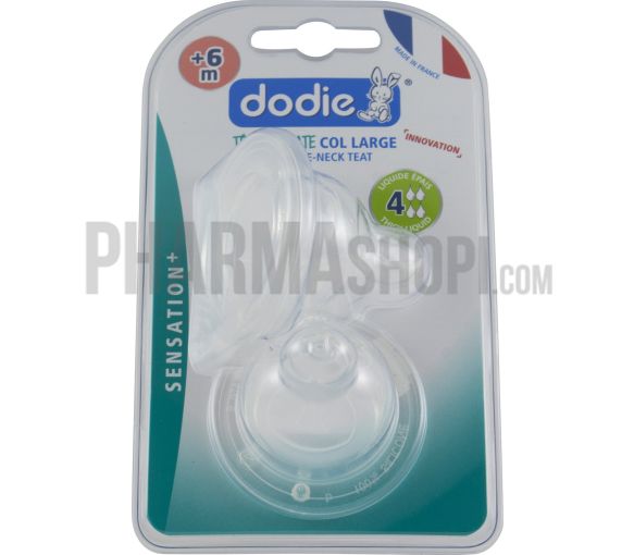 Tétines plate col large liquide épais +6 mois Dodie - 2 tétines