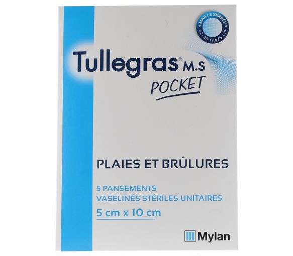 Tullegras M.S plaies et brûlures pocket 5x10cm Mylan - boîte de 5 pansements
