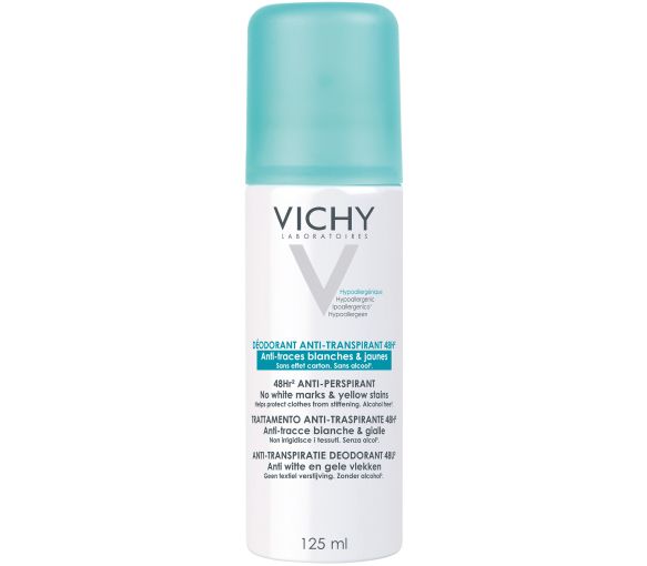 Déodorant anti-transpirant 48h anti-traces blanches & jaunes Vichy - spray de 125 ml - image 1