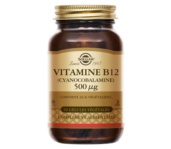 Vitamine B12 500 µg Cyanocobalamine Solgar - pot de 50 gélules - image 1