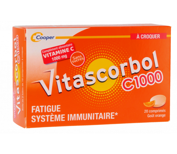 Vitascorbol C1000 vitamine C Cooper - boîte de 20 comprimés à croquer - image 1