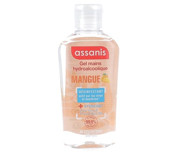 Gel mains hydroalcoolique pocket parfum Mangue Assanis - flacon 80ml