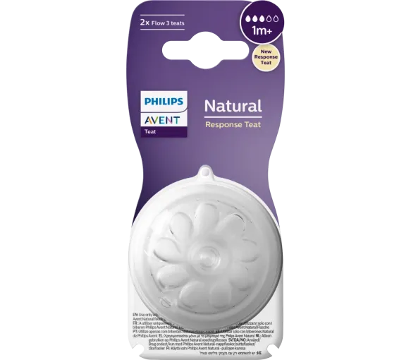 Natural Response Tétine natural 2 trous débit lent 1 mois + Avent - 2 tétines