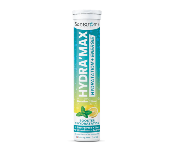 Hydra'max solution d'hydratation arôme menthe citron Santarome - 20 pastilles effervescentess effervescentes - image 1