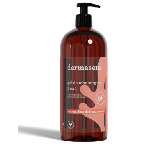 Dermasens gel douche corps surgras parfum fleur de frangipanier Marque Verte - flacon pompe de 1l