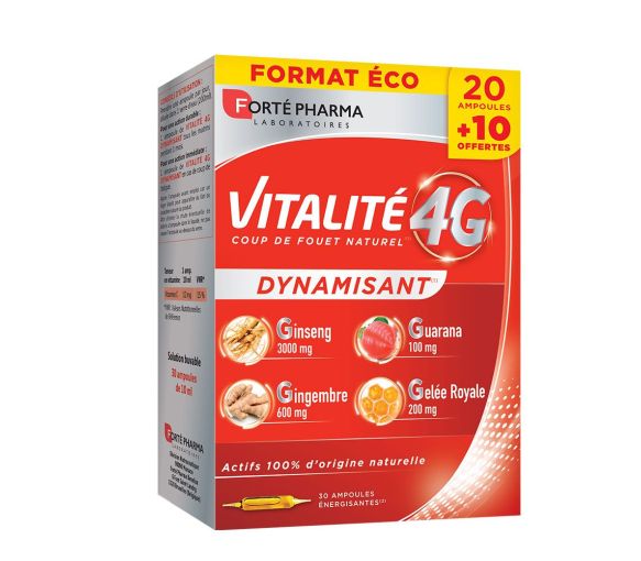 Vitalité 4G dynamisant Forté Pharma - boîte de 30 ampoules