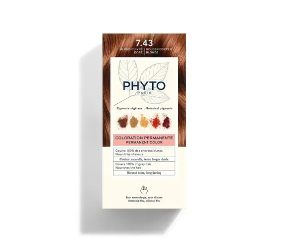 Coloration permanente 7.43 blond cuivré doré Phyto - lait révélateur et crème colorante de 50ml - image 1