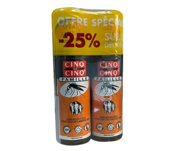 Spray famille anti-moustiques Cinq sur Cinq - lot de 2 sprays de 100ml offre spéciale -25% sur le deuxième - image 1