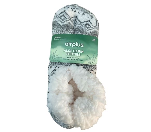 Aloe cabin footies Chaussons infusés à l'Aloe vera taille 36-41 Airplus - une paire