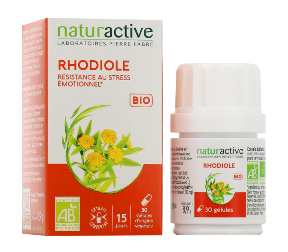 Rhodiole bio stress émotionnel Naturactive - boite de 30 gélules