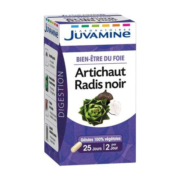 Artichaut Radis Noir Bien-être du foie Juvamine - boîte de 50 gélules