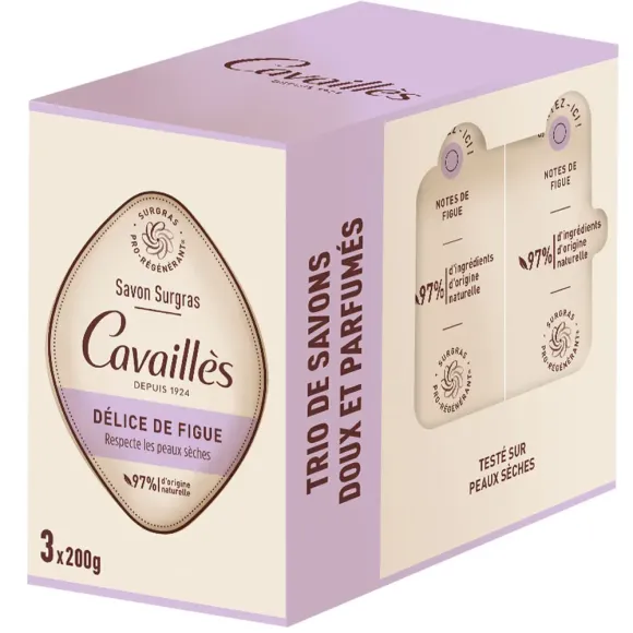 Savon surgras délice de figue Rogé Cavaillès - lot de 3 pain de 200g 