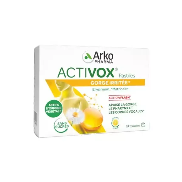 Activox gorge irritée arôme miel citron Arkopharma - boite de 24 pastilles