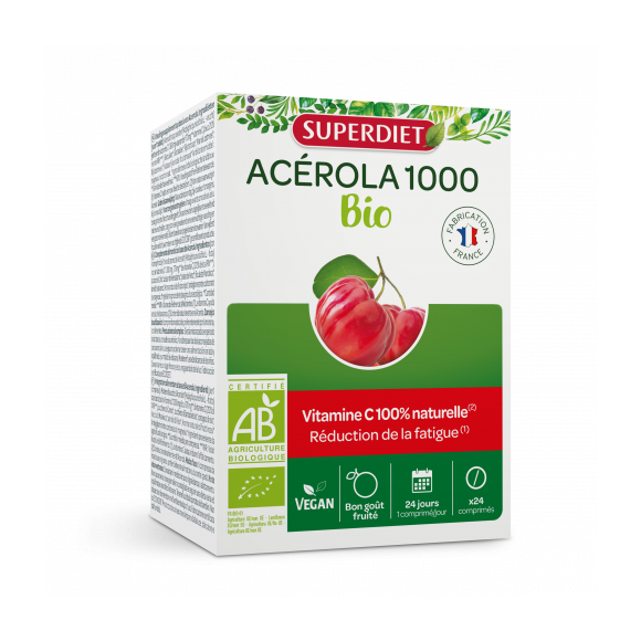 Acérola 1000 bio Super Diet - boite de 24 comprimés