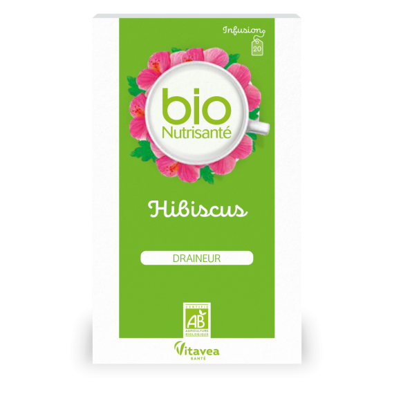 Infusion hibiscus draineur bio Vitavea - boîte de 20 sachets