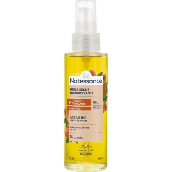 Huile sèche nourrissante Argan Bio Natessance - flacon-pompe de 100ml