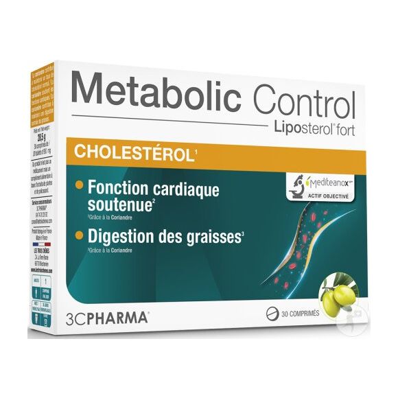 Metabolic Control cholestérol 3C Pharma - boîte de 30 comprimés