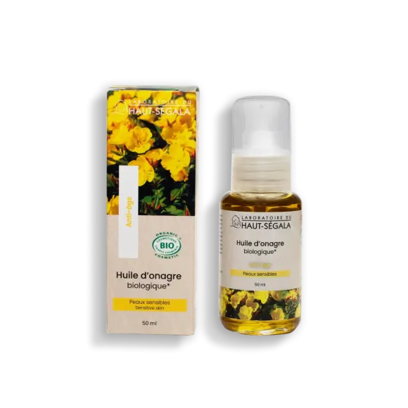 Huile d'onagre bio anti-âge Laboratoire Haut-Ségala - flacon-pompe de 50ml
