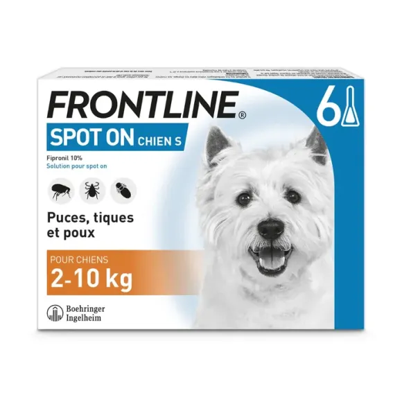Spot On chiens 2-10 kg Frontline - 6 pipettes de 0,67ml
