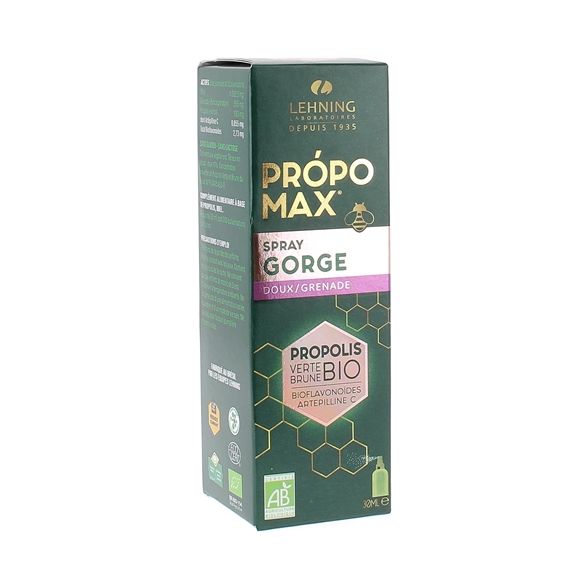 Propomax Spray gorge doux/grenade propolis bio Lehning - spray de 30ml